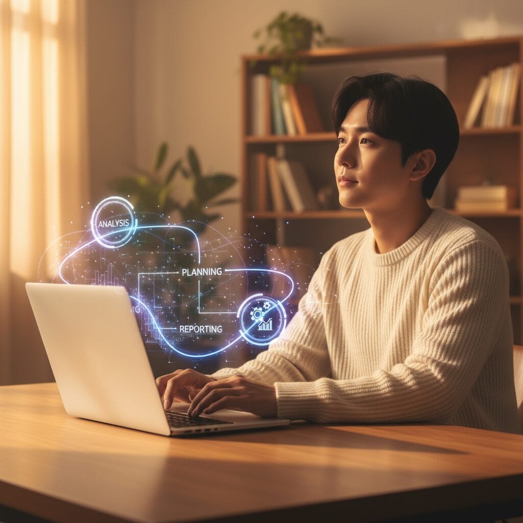 분석, 계획, 보고의 단계를 자율적으로 수행하는 코워크의 워크플로우