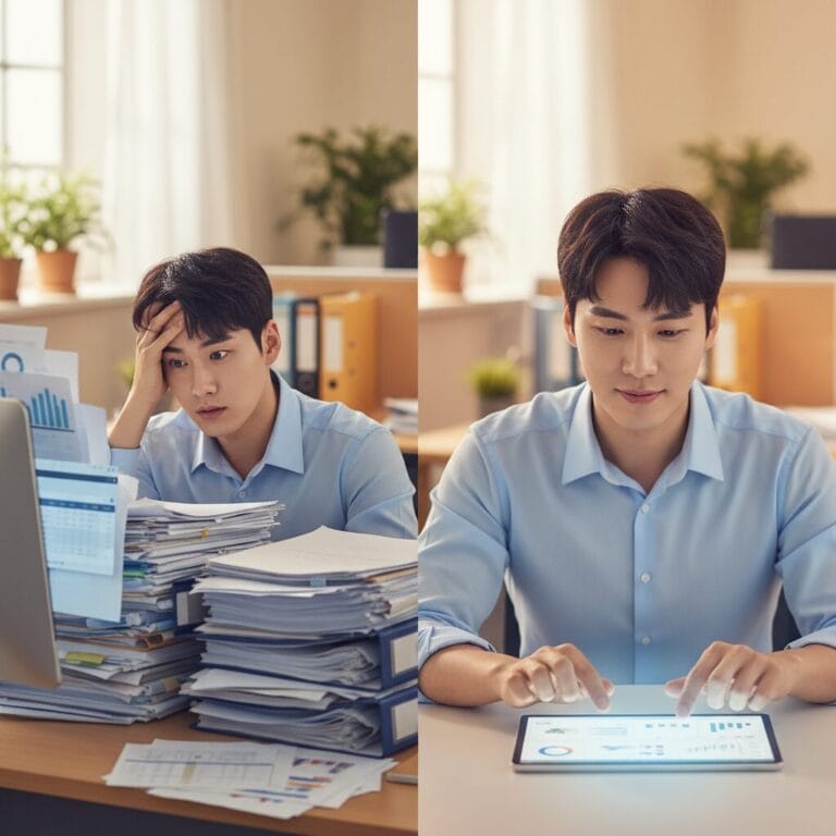 수많은 문서에 파묻혀 고통받던 과거는 잊으세요. NotebookLM과 함께라면 태블릿 하나로 복잡한 데이터를 차트로 시각화하며 여유롭게 업무를 처리할 수 있습니다.