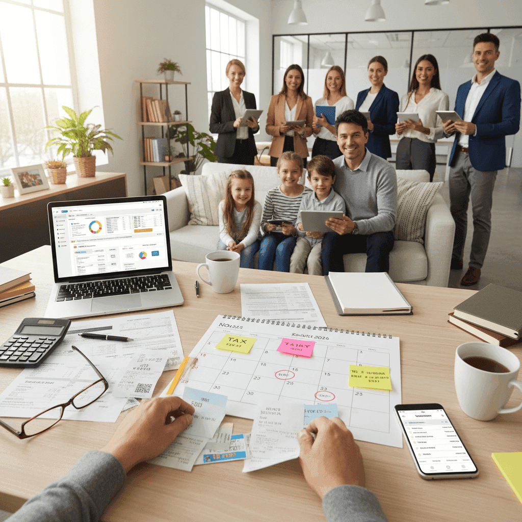 효율적인 비즈니스 팀 회의와 디지털 작업 환경.