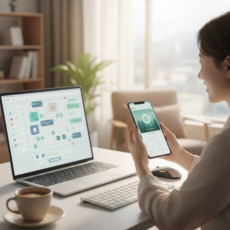 스마트폰을 통해 음성으로 앱을 만드는 모습